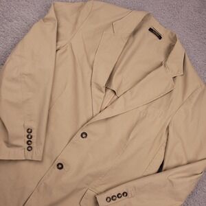 L.L.Bean Mens 42 Reg‎ Beige Cotton Two Button Blazer Sport Coat Jacket